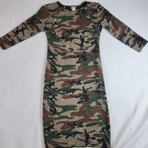 VAMP Cutout Bodycon Camo Dress, Sz Small